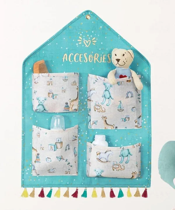 Baby Wall hanging organizer 4 Pockets - Green