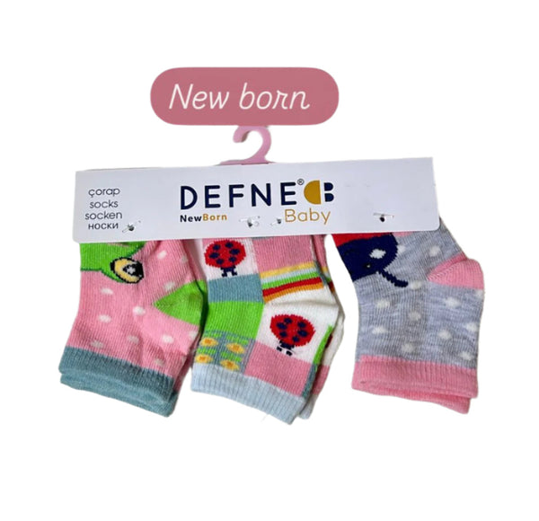 Newborn Girl Socks - Pack of 3 - Ladybug