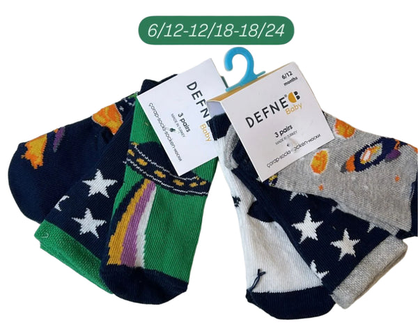 Baby Boy Socks - Pack of 3 - Space