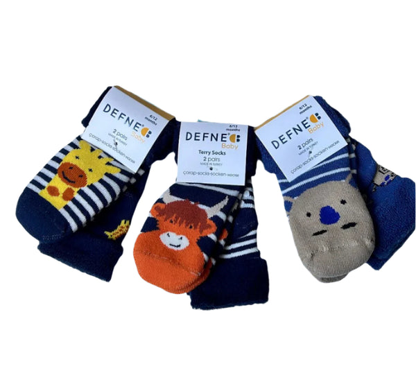 Baby Boy Socks - Pack of 2 - Animals