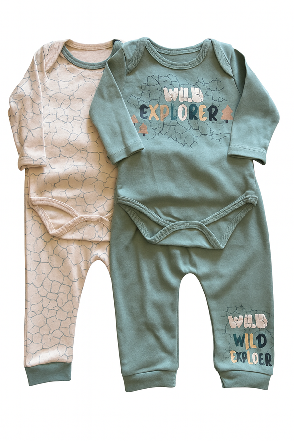 Baby Boy Set 2 Bodysuit 2 pants - Explorer - Pack of 4