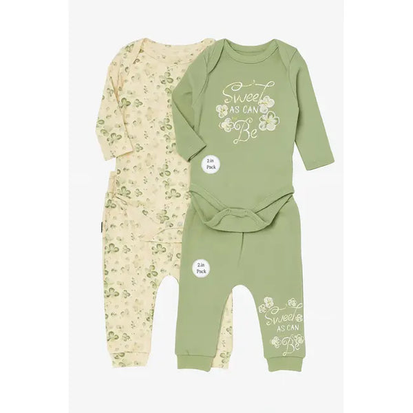 Baby girl  2 Bodysuit 2 Pants - Sweet - Pack of 4