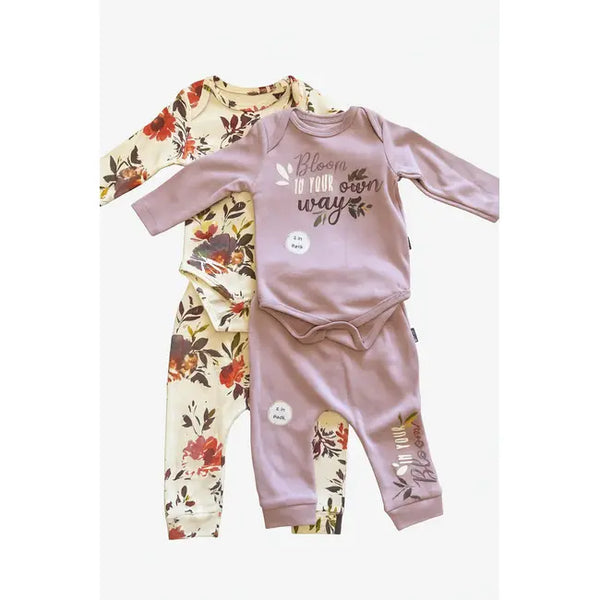 Baby Girl Set 2 Bodysuit 2 Pants - Bloom - Pack of 4