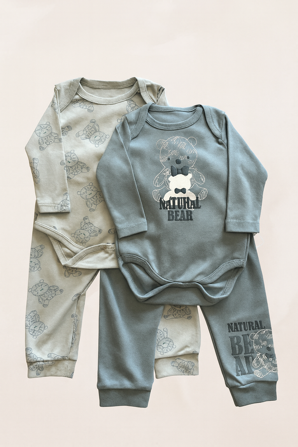 Baby Boy Set 2 Pants and  2 Bodysuit - Bear - Pack of 4