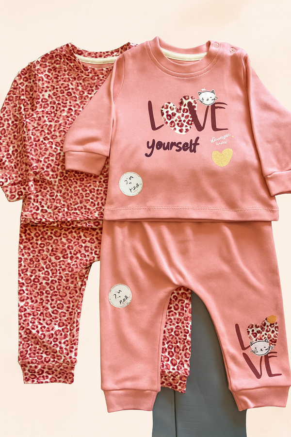 Baby Girl Set 2 pants 2 bodysuits - Love your self - Pack of 4