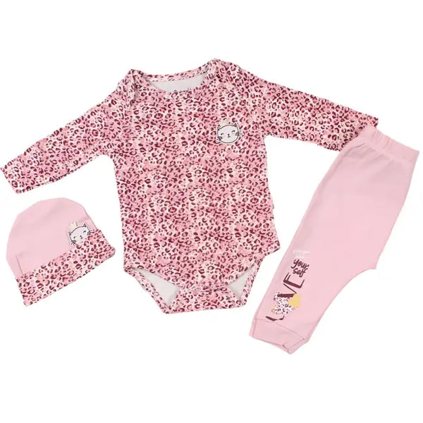Baby Girl Set with Hat - 3 Pieces -Love