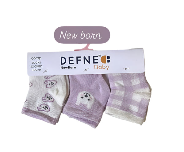 Newborn Girl Socks - Pack of 3 - Rabbit