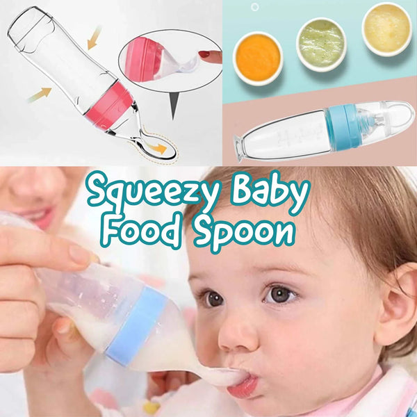 Silicone Spoon Squeeze Feeder 4 m+/  Self Feeding Bottle Spoon With Feeding Spoon
