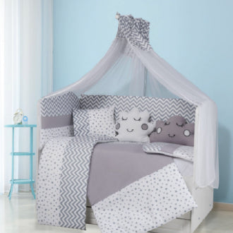 10 Pieces Baby Bedding Full Set - Doga Grey - 70 X 130 cm