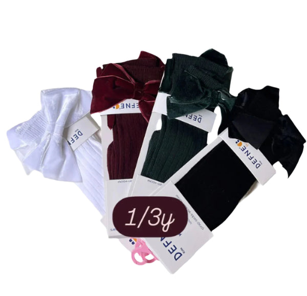 Baby Girl High Knee Socks - Velvet Bow