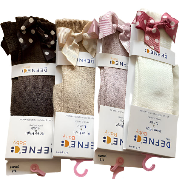 Baby Girl High Knee Socks - Pointed Bow